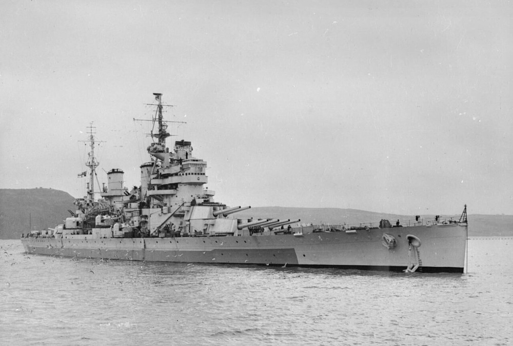HMS Anson at Devonport, March 1945