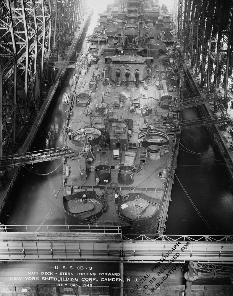 USS Hawaii fitting out prior to the suspension of her construction in February 1947