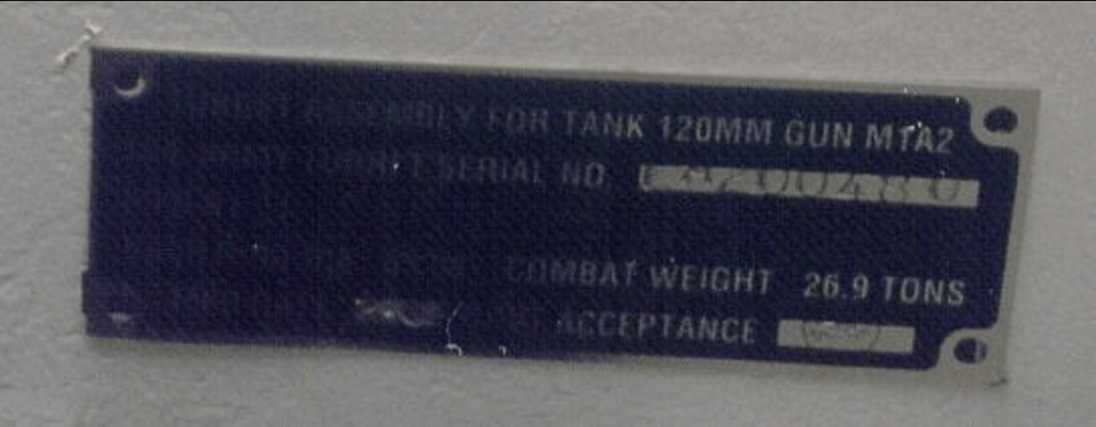 M1A2 turret plaque