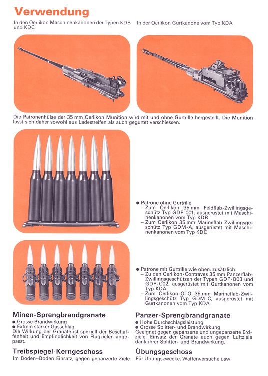 Oerlikon 35 mm Munition für die Maschinenkanonen Typen KDB, KDC und KDA (1975) p2