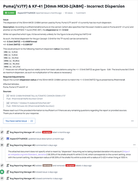 Screenshot 2026-02-09 at 18-28-27 Puma(_VJTF) & KF-41 30mm MK30-2_ABM - Incorrect Dispersion __ Gaijin.net __ Issues