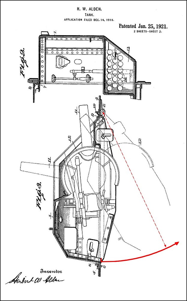 Alden’s patent for his pivoting sponson colors
