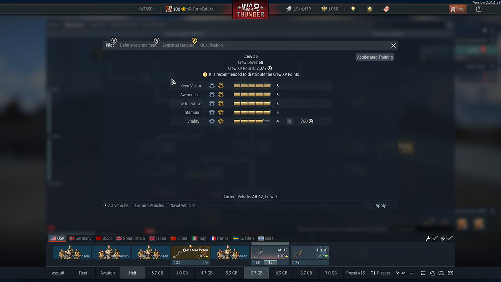 PvE Heli with 69k got over 2k crew points