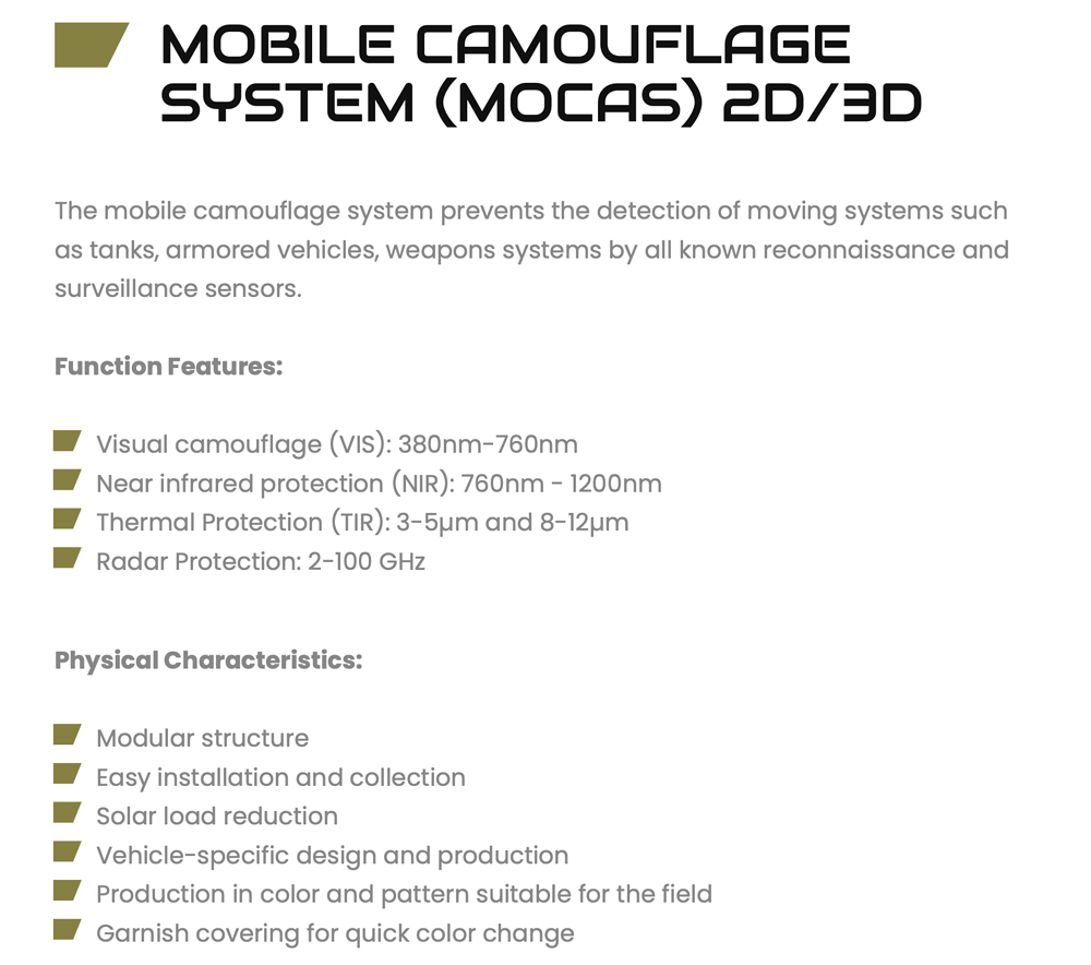 TDU Mobile Camouflage System Specifications - 1