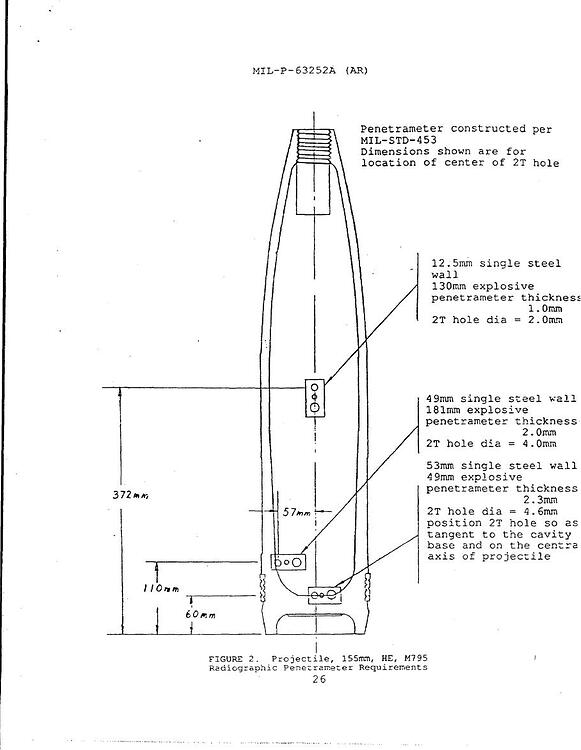 M795 HE shell thickness