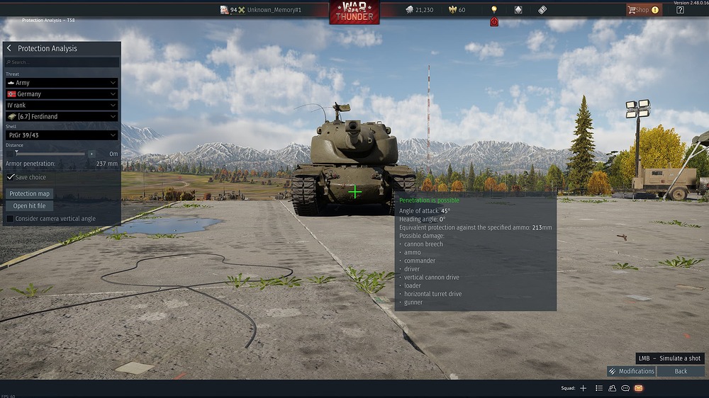 127mm @ 41° armor section