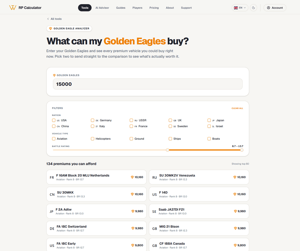 What can my Golden Eagles buy