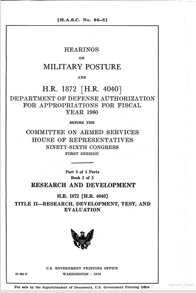 Hearings on Military Posture and H.R. 1872 Part 3 of 5 for FY1980