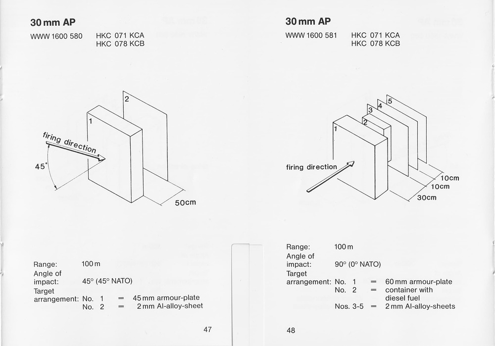 Oerlikon Standard Targets (Standardziele) 1987 p47-48 (HKC 071 KCA & HKC 078 KCB)