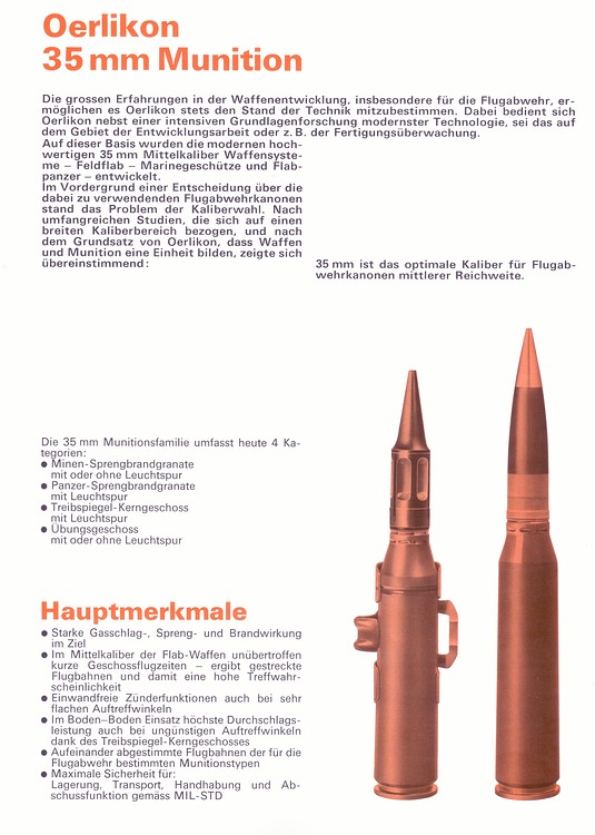 Oerlikon 35 mm Munition für die Maschinenkanonen Typen KDB, KDC und KDA (1975) p1