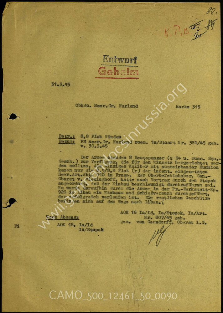 8885-proof-Akte 50. Unterlagen des Höheren Artillerie-Kommandeurs 315