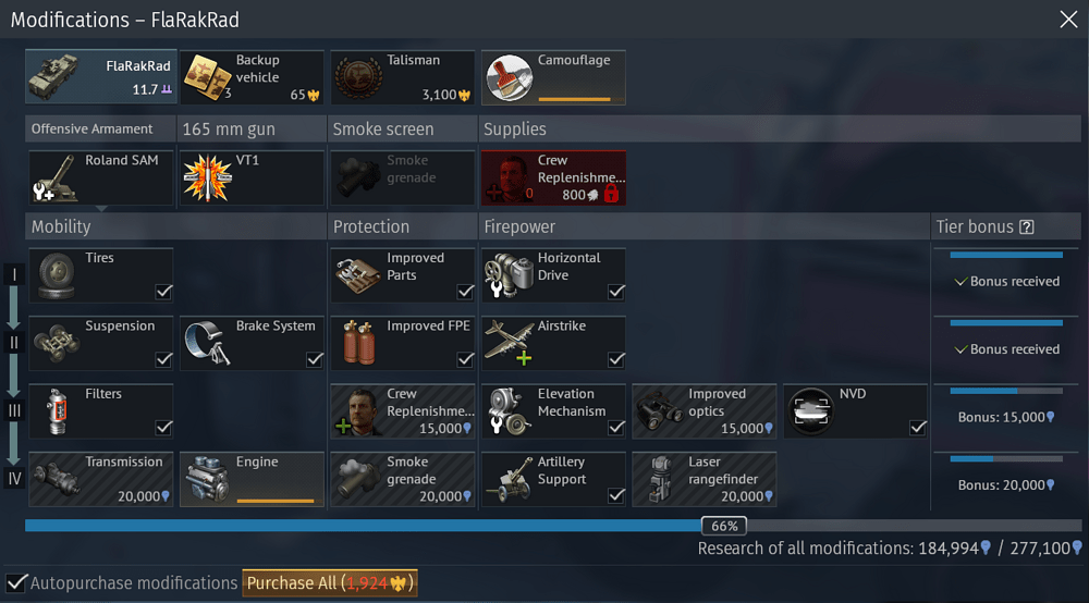 My purchased modifications for FlaRakRad