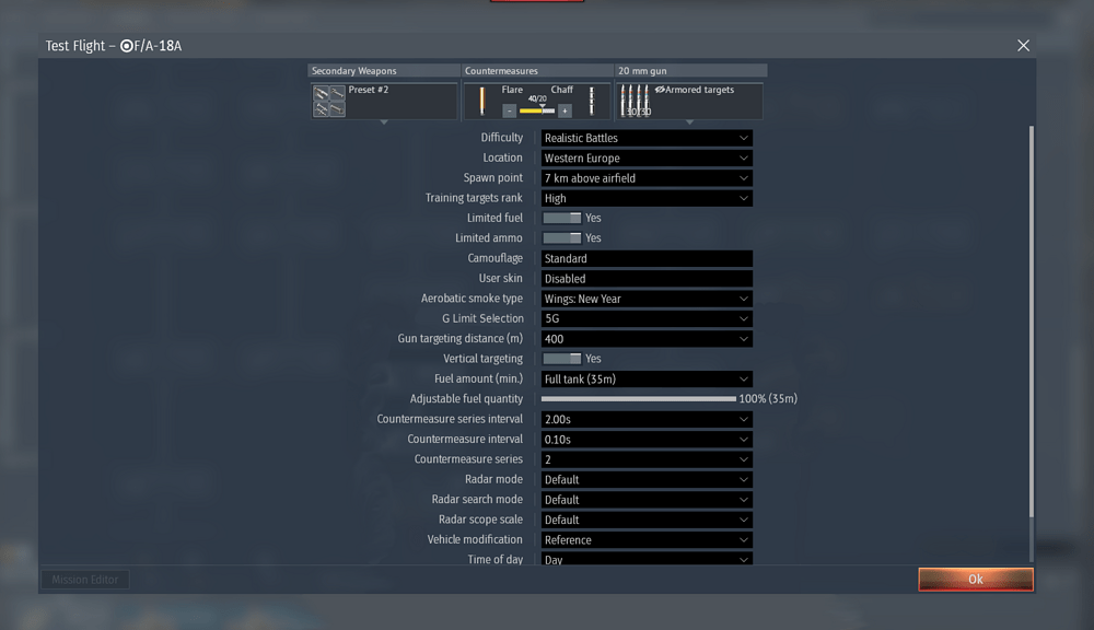 G Limitation Menu
