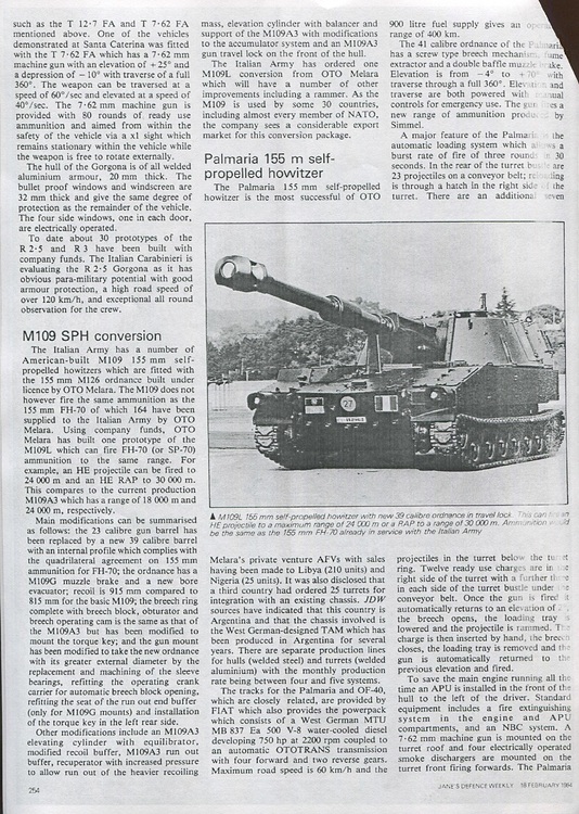 OTO Melara export armoured vehicles, Jane's Defence Weekly, Vol 1, No 6; 18 Feb 1984, p254
