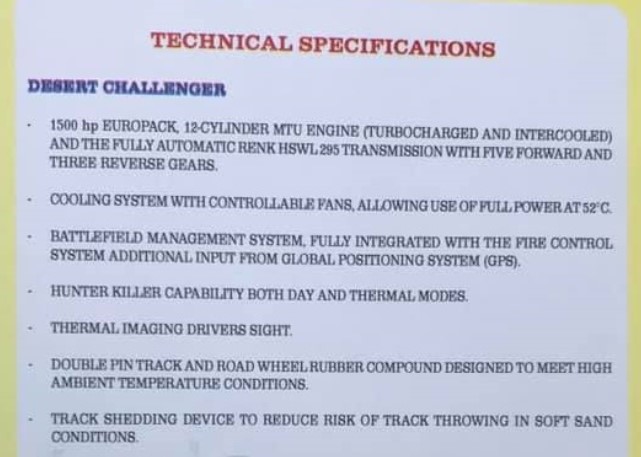 Desert Challenger Specifications