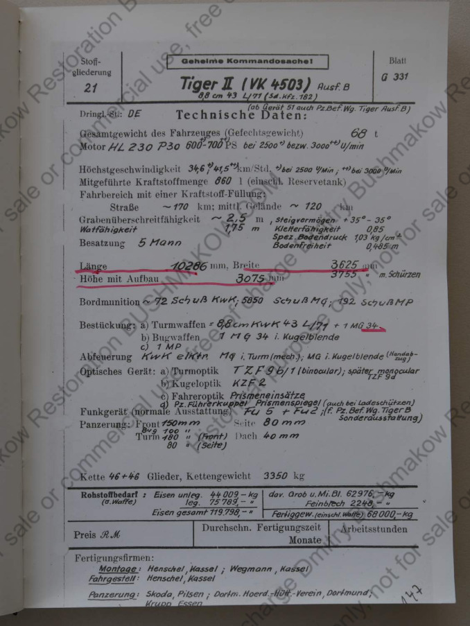 Tiger II technical information 1945.PNG