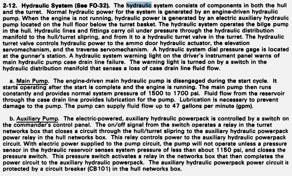 m1 hydrolic sy