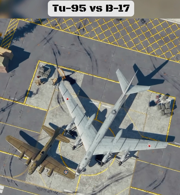 Tu-95 Vs B-17 scale comparison