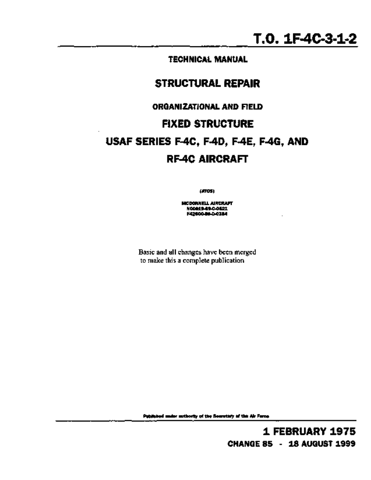 Structural Repair F-4C D E G RF-4C  1F-4C-3-2-1 1990