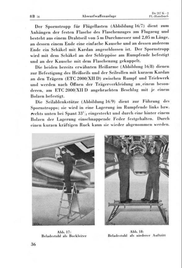 Do 217 K-2 outer wing rack drop tank