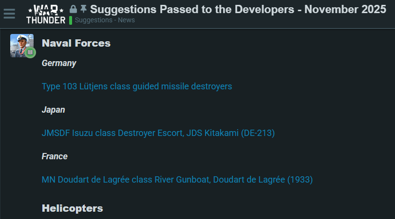 Suggestions in November