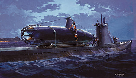 painting-japanese-midget-sub-being-transported-450