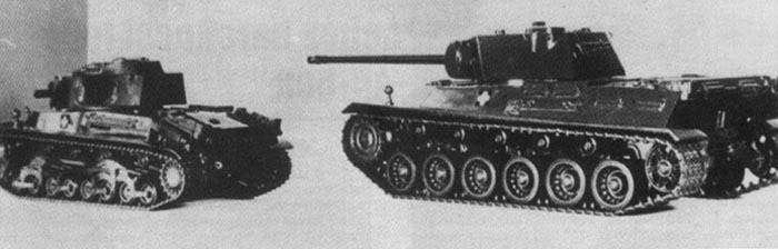 Scale mockups of the 44M Tas and the Turán II next to each other